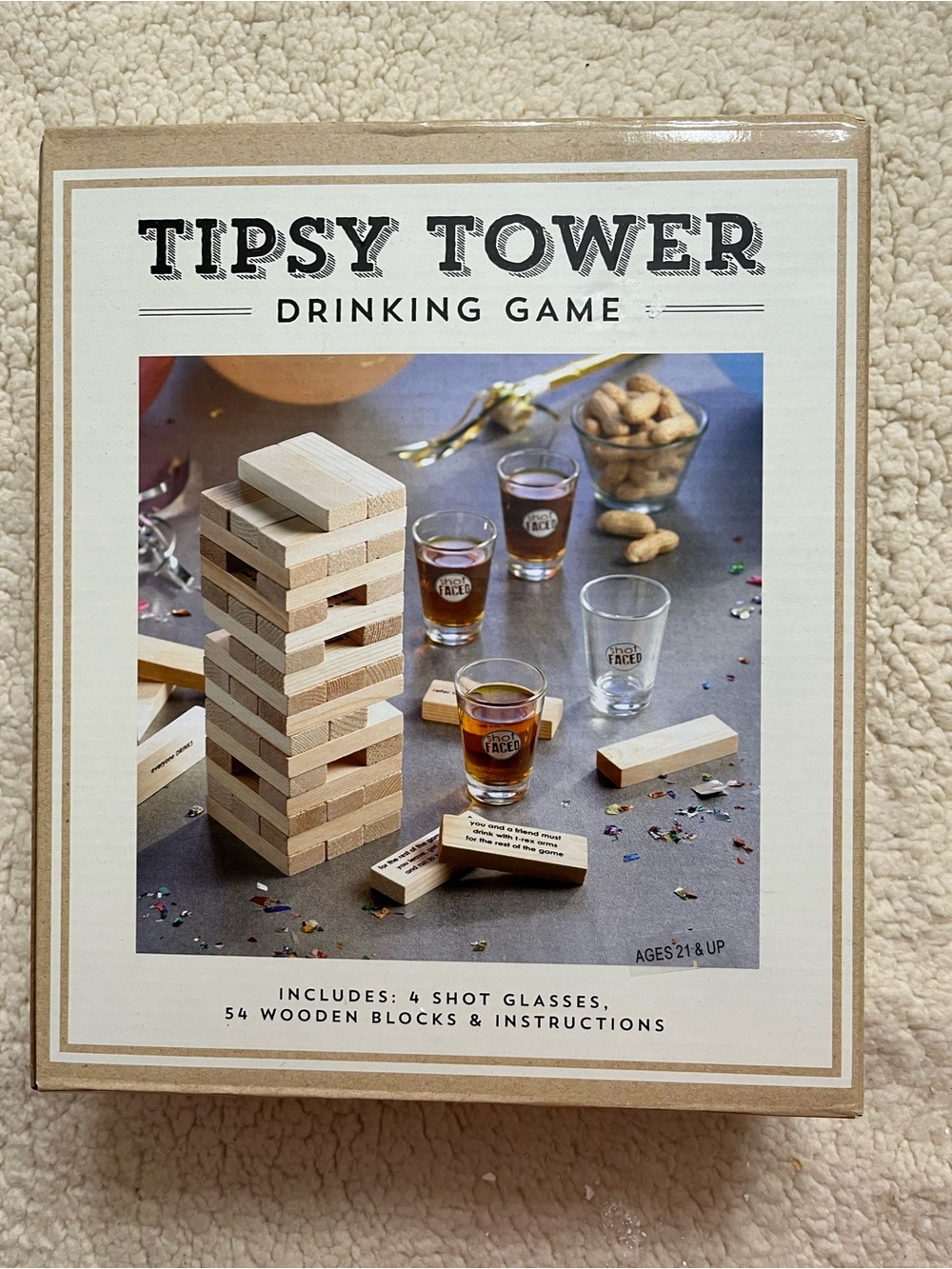 Tipsy Tower Drinking Game - Natural Wood